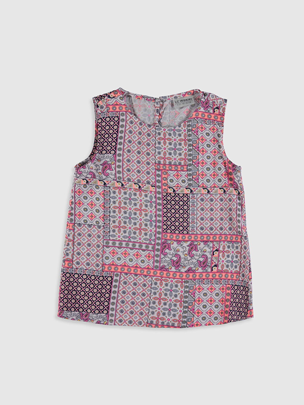 Mavi Bisiklet Yaka Desenli Kız Çocuk Bluz