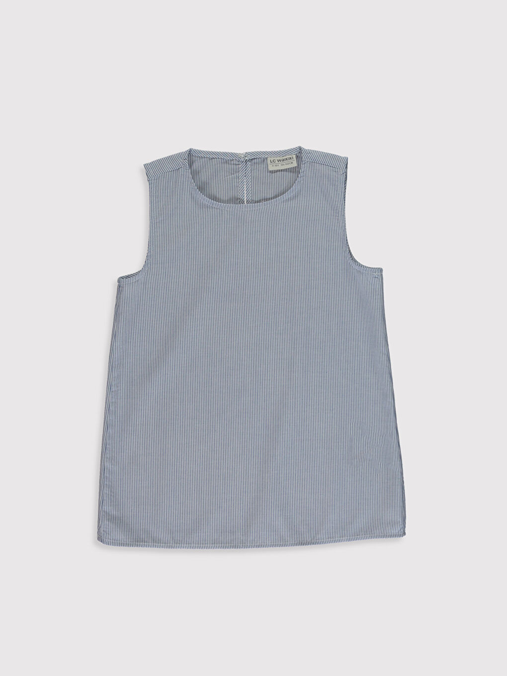 Lacivert Bisiklet Yaka Desenli Kız Çocuk Bluz