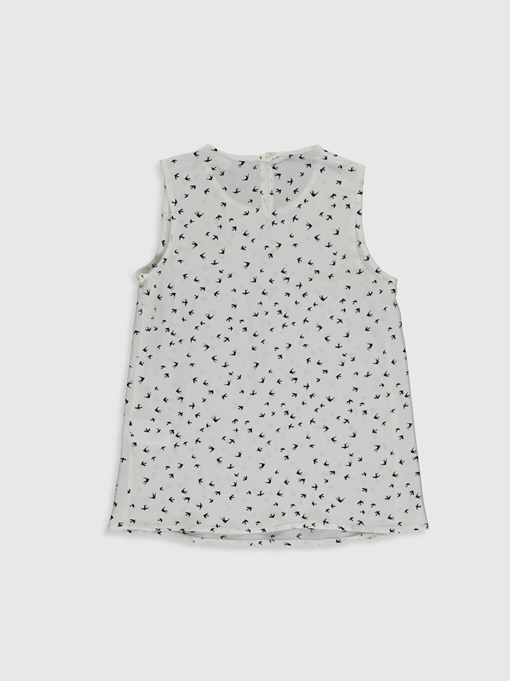 Beyaz Bisiklet Yaka Desenli Kız Çocuk Bluz-1