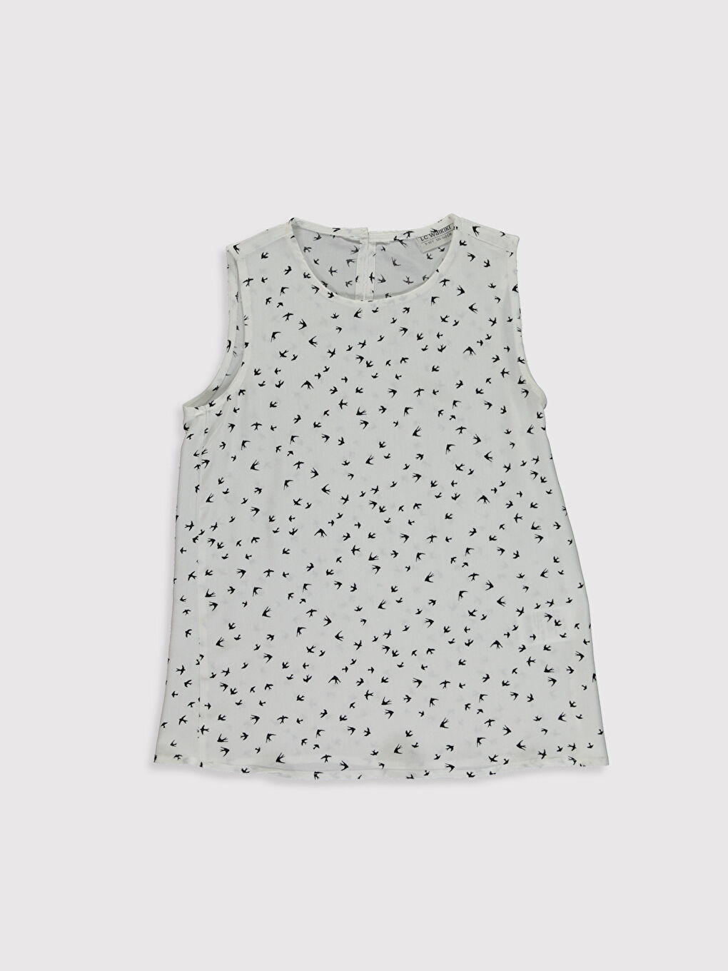 Beyaz Bisiklet Yaka Desenli Kız Çocuk Bluz