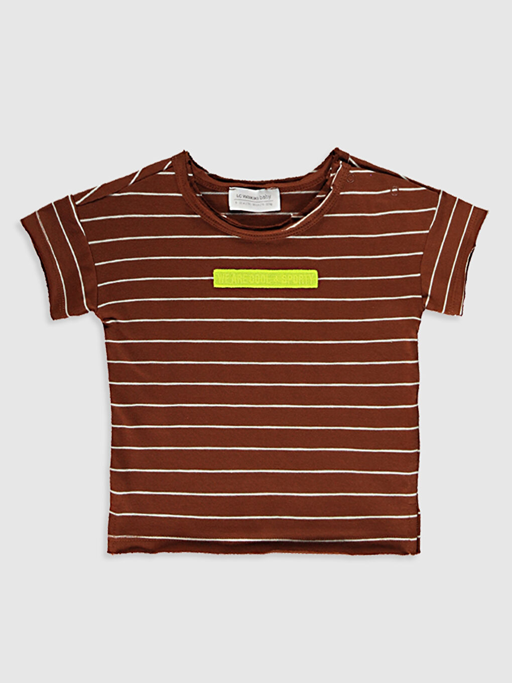 Kahverengi Bisiklet Yaka Kısa Kollu Erkek Bebek Tişört