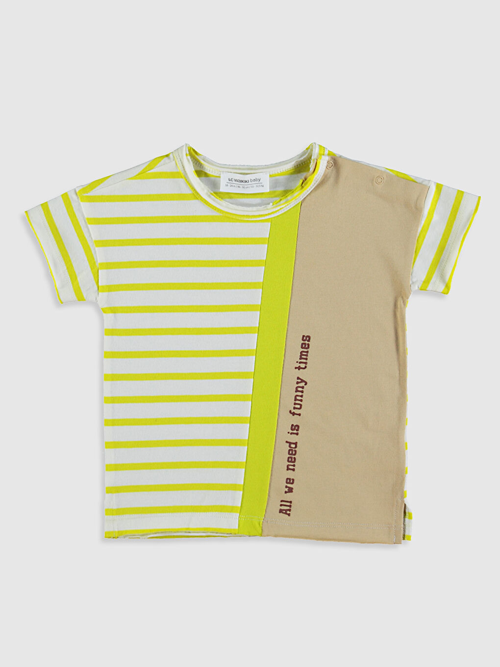 Yeşil Bisiklet Yaka Kısa Kollu Erkek Bebek Tişört