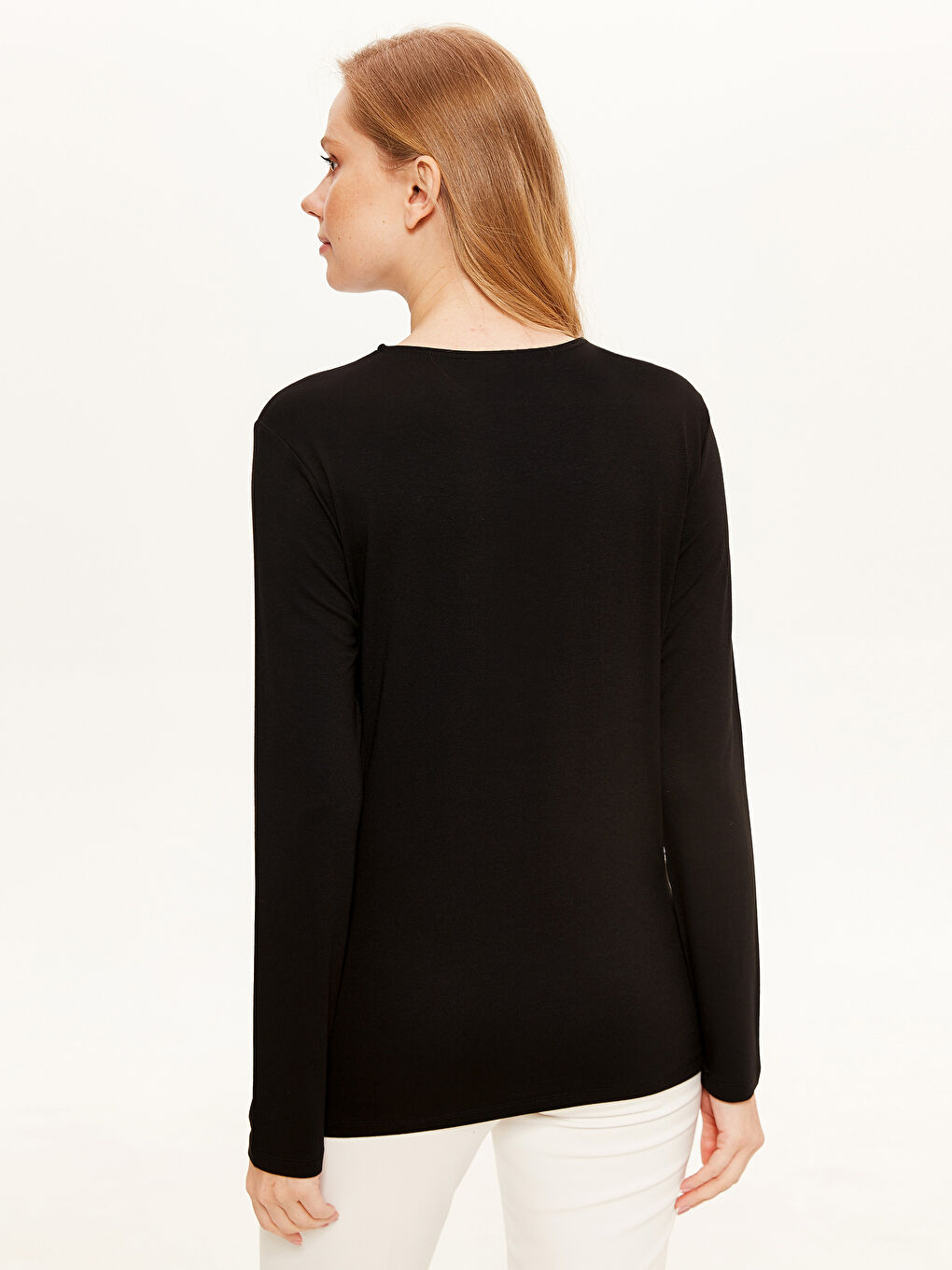 T-shirt à manches longues à motifs avec col rond pour Femmes-2