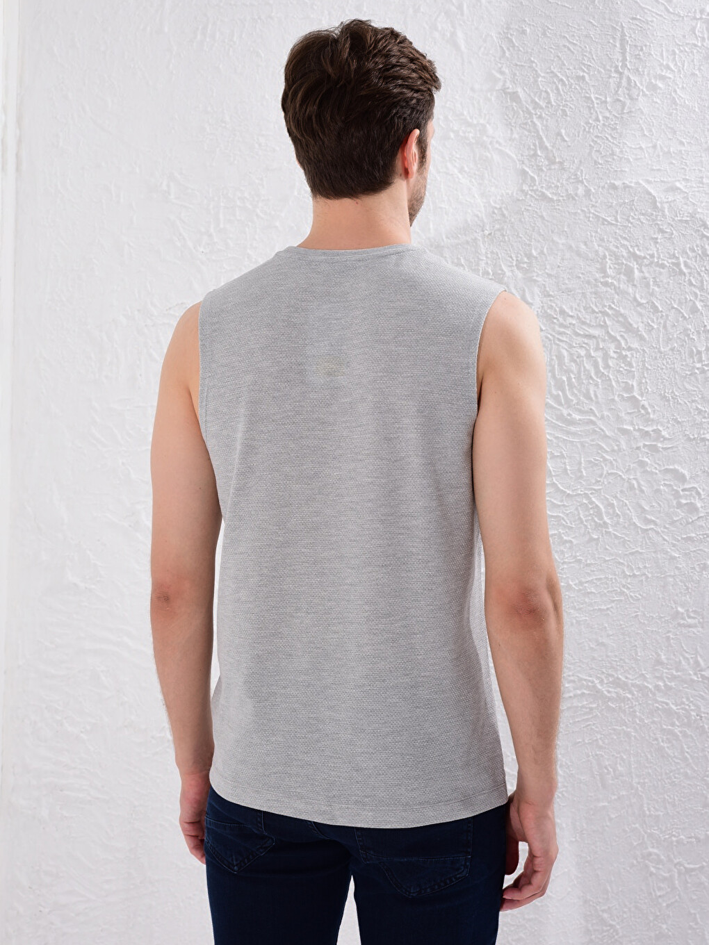 Tricou Fără Mâneci Basic Cu Guler Rotund Pentru Bărbați-2