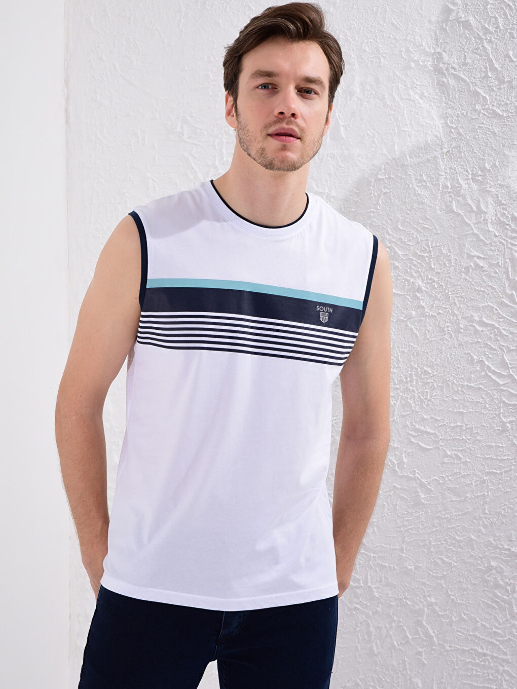 Printed Crew Neck Cotton Men's Sleeveless T-Shirt