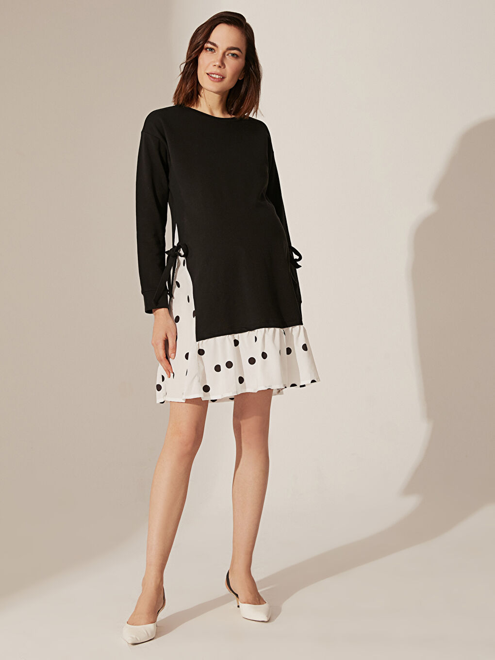 Siyah Bisiklet Yaka Uzun Kollu Kadın Elbise-3