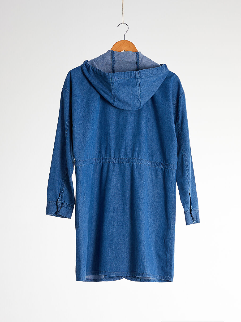 İndigo Uzun Kollu Kadın Kapüşonlu Jean Ceket-5