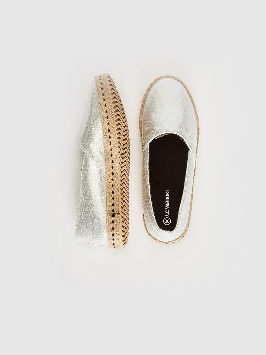 Gri Kadın Parlak Espadril Ayakkabı-2