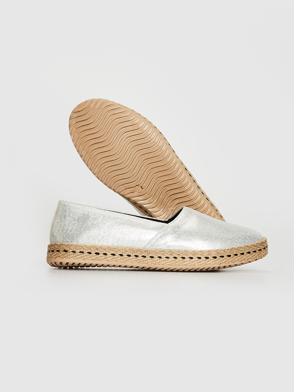 Gri Kadın Parlak Espadril Ayakkabı-4