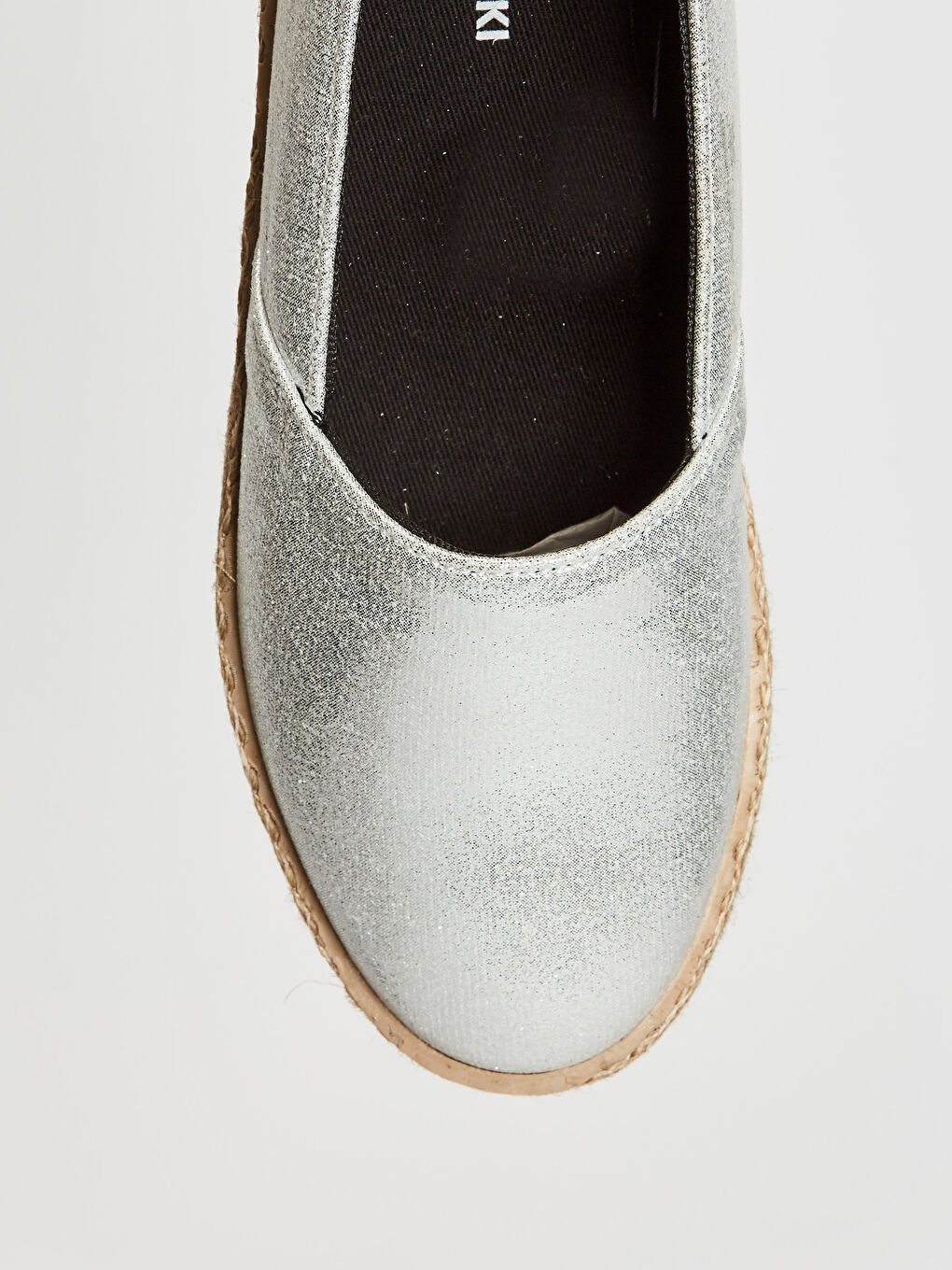 Gri Kadın Parlak Espadril Ayakkabı-1