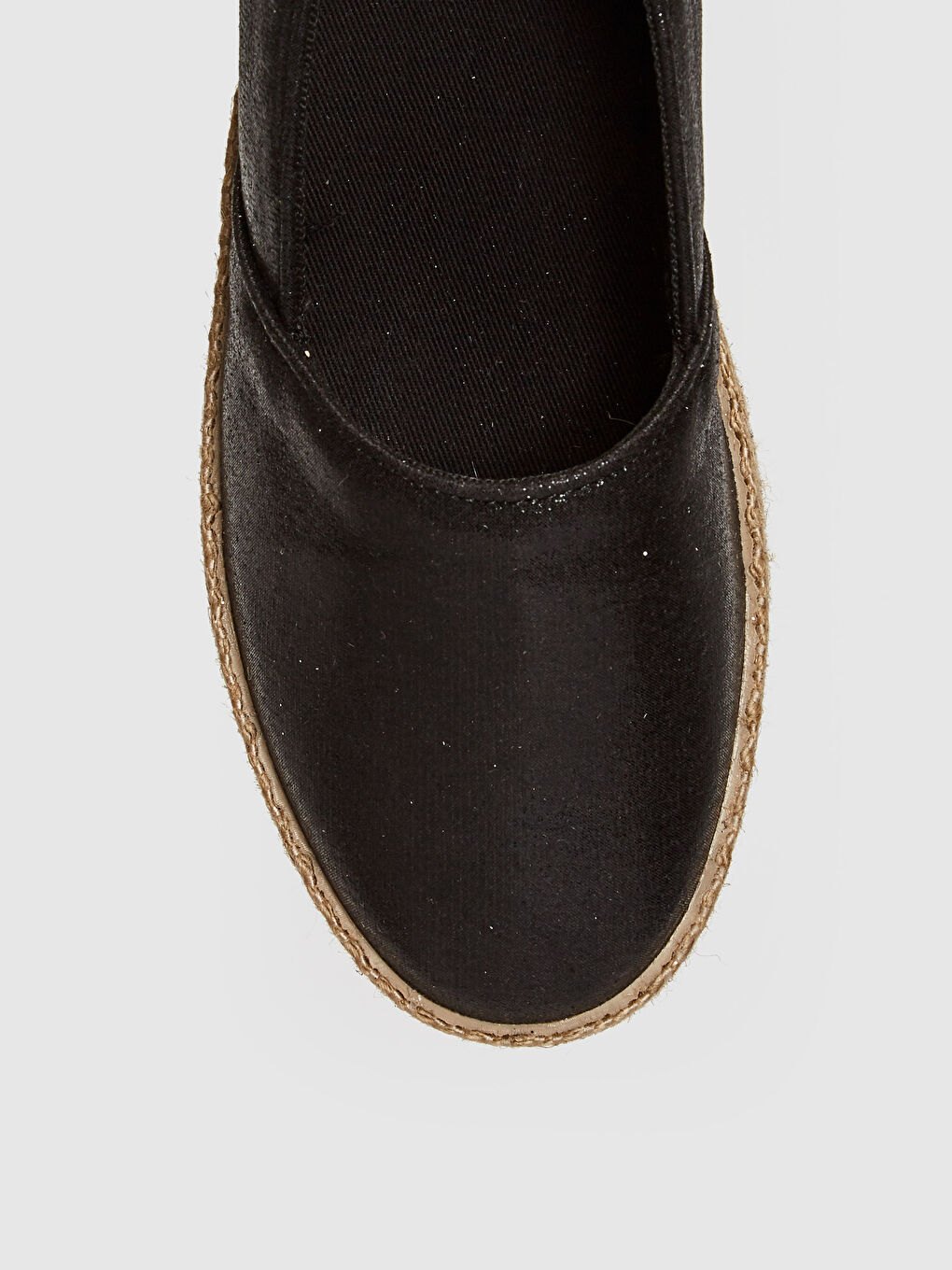 Siyah Kadın Parlak Espadril Ayakkabı-4