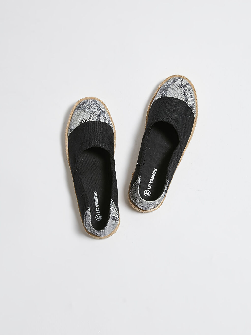 Siyah Deri Görünümlü Espadril Ayakkabı-1