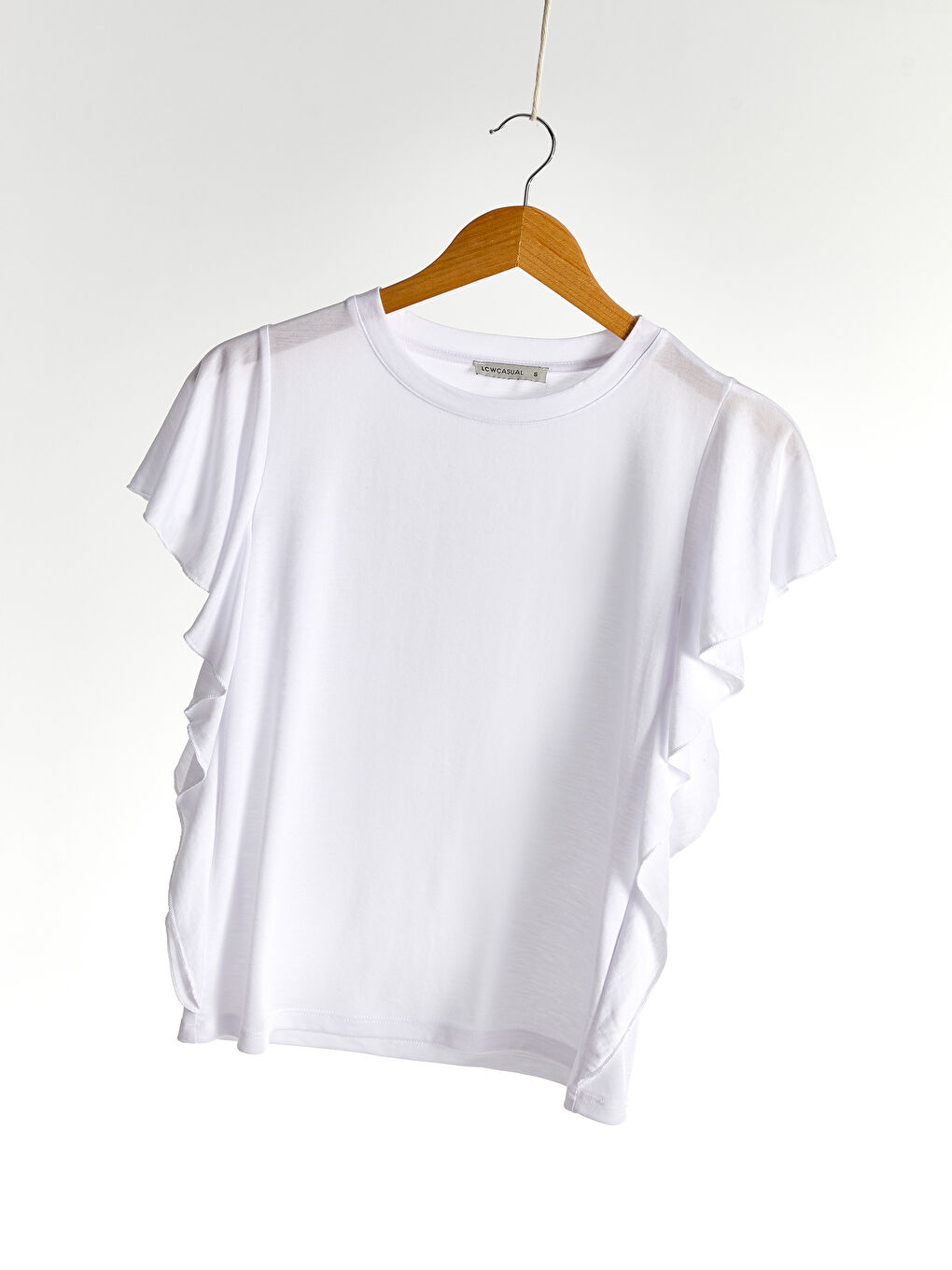 Sleeves Frilly Plain T-Shirt-1