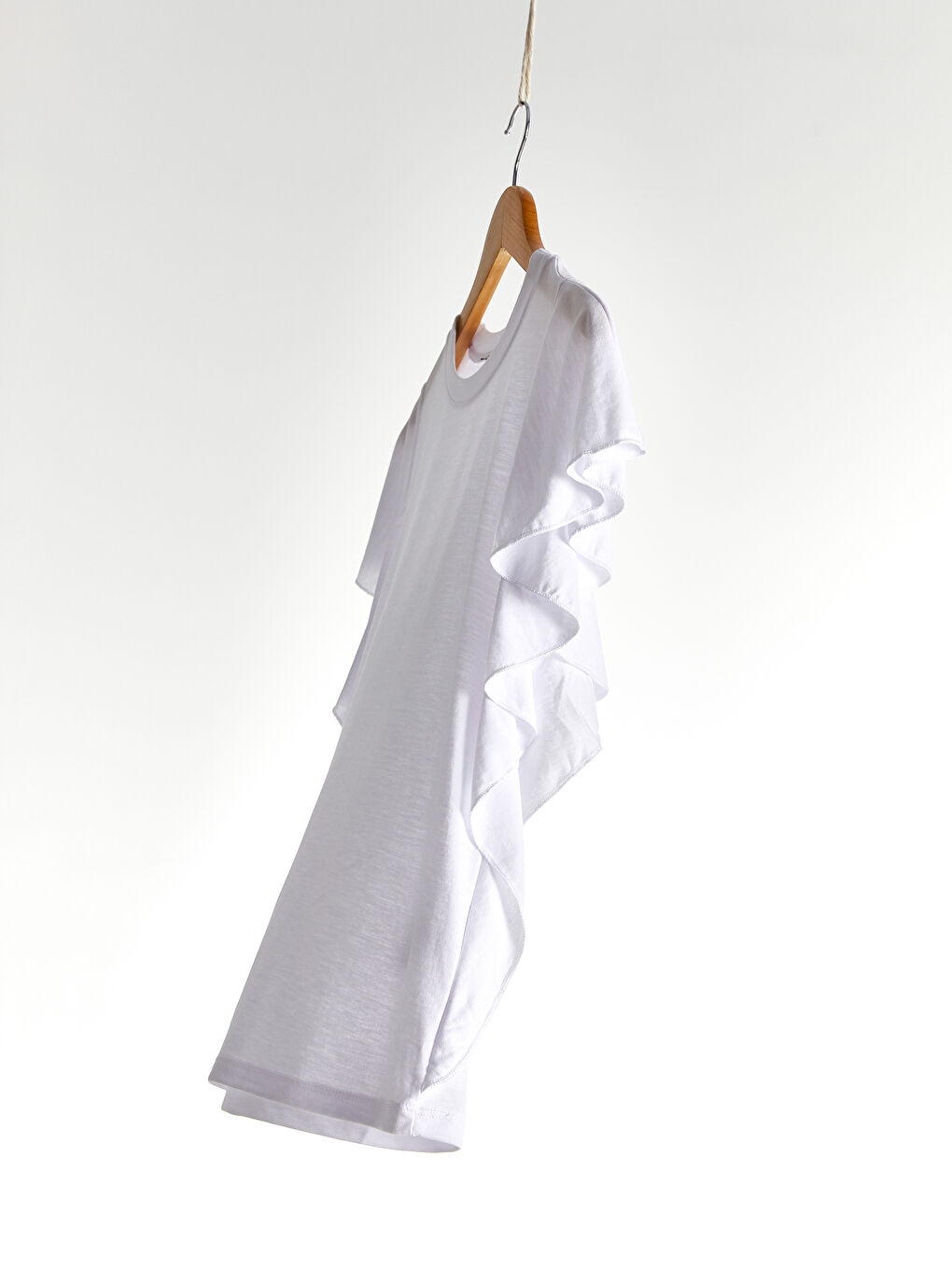 Sleeves Frilly Plain T-Shirt-6