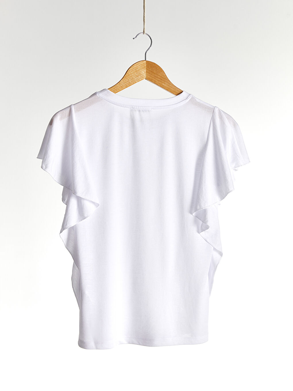 Sleeves Frilly Plain T-Shirt-3