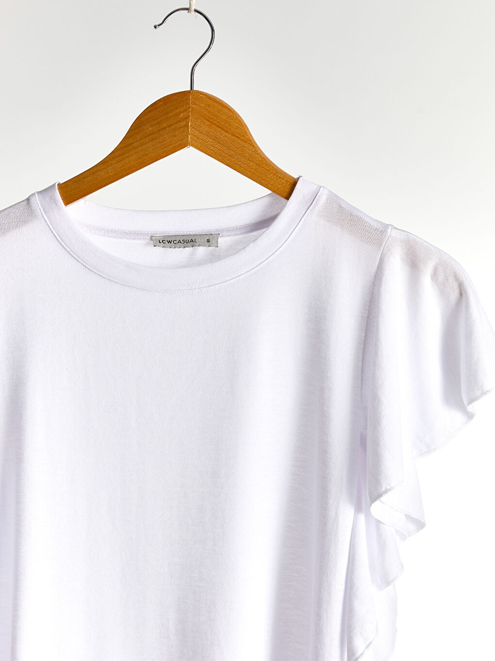 Sleeves Frilly Plain T-Shirt-5