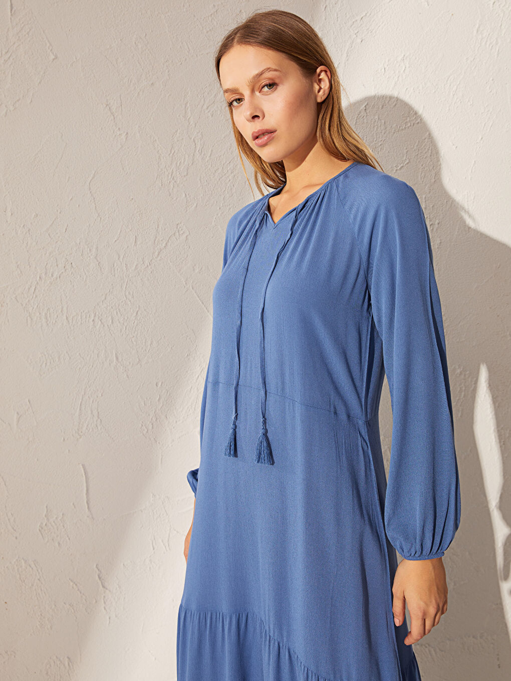 Long Sleeve Crinkle Women's Dress-1