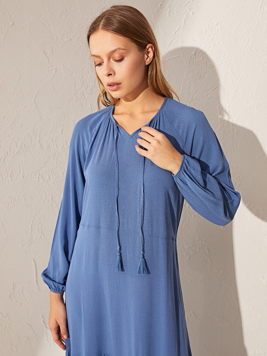 Long Sleeve Crinkle Women's Dress-2