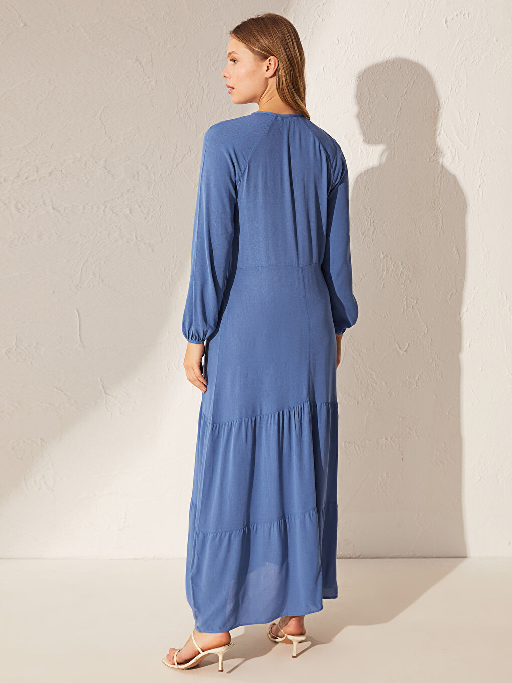 Long Sleeve Crinkle Women's Dress-3