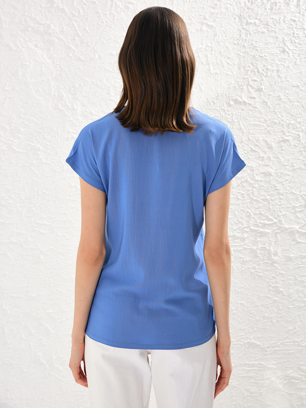 Женская кружевная блузка из вискозы с коротким рукавом-3