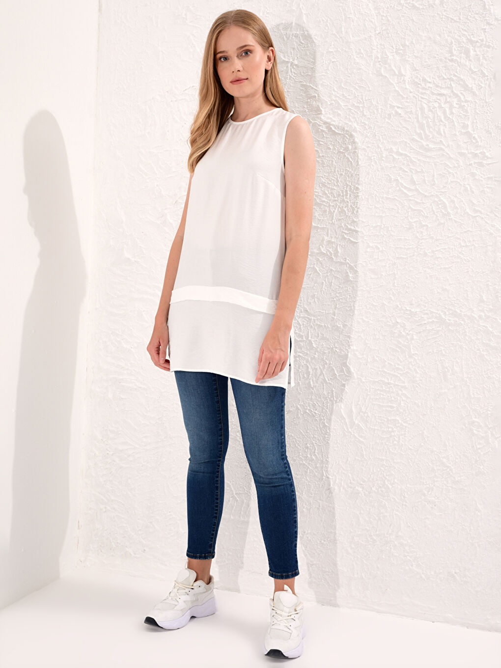Sleeveless Tunic From Textured Fabric-2