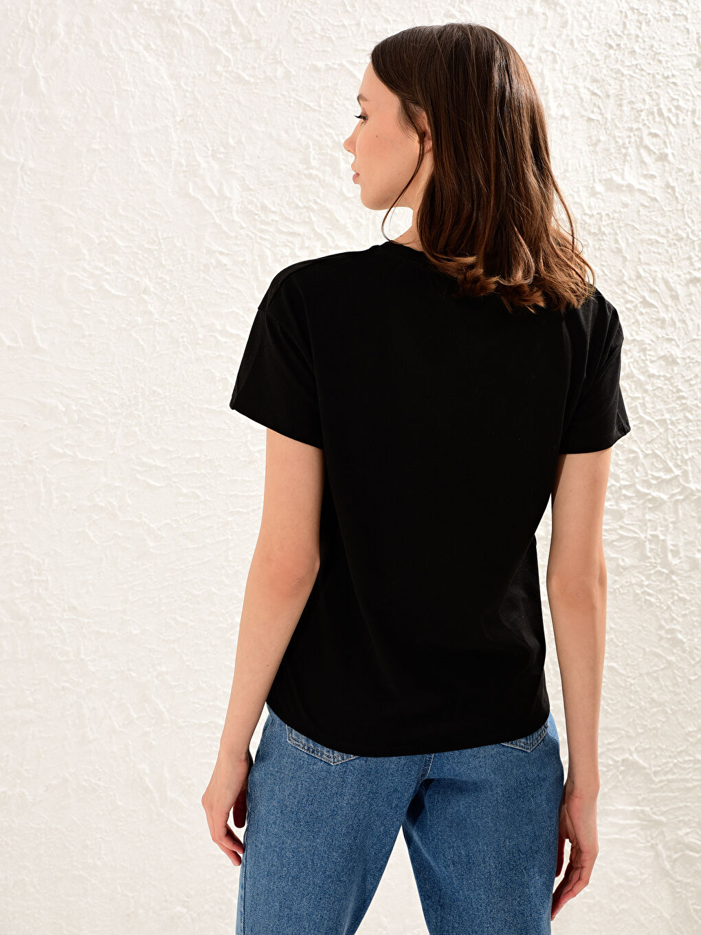 Siyah Doğa Dostu Baskılı Tişört-1