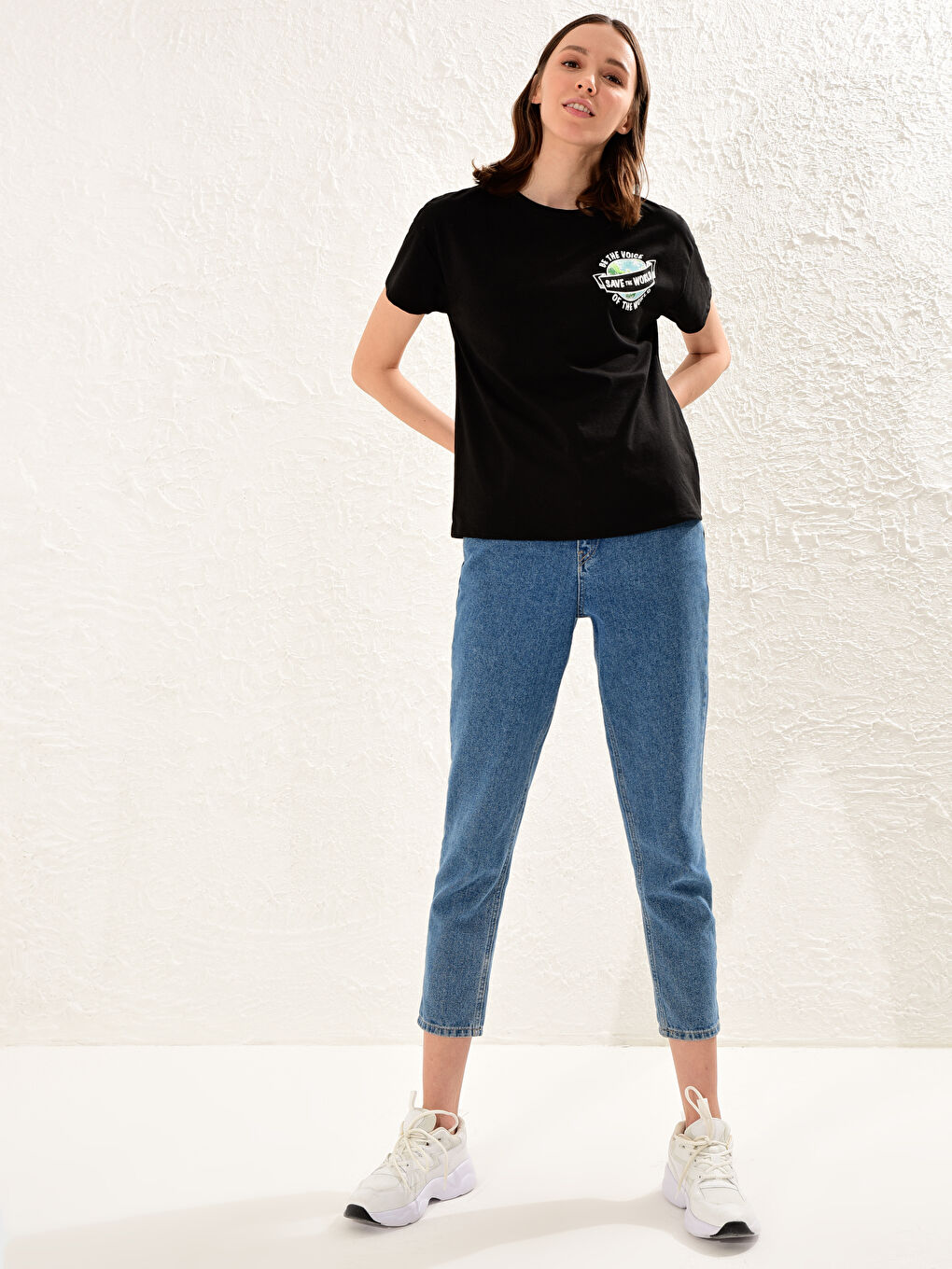 Siyah Doğa Dostu Baskılı Tişört-3