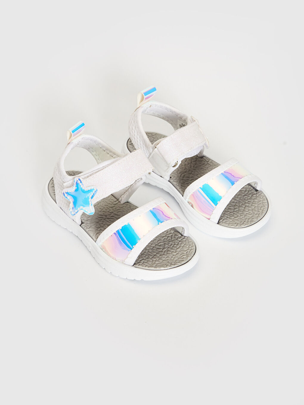 Girl Hologram Detail Hook and Loop Sandals