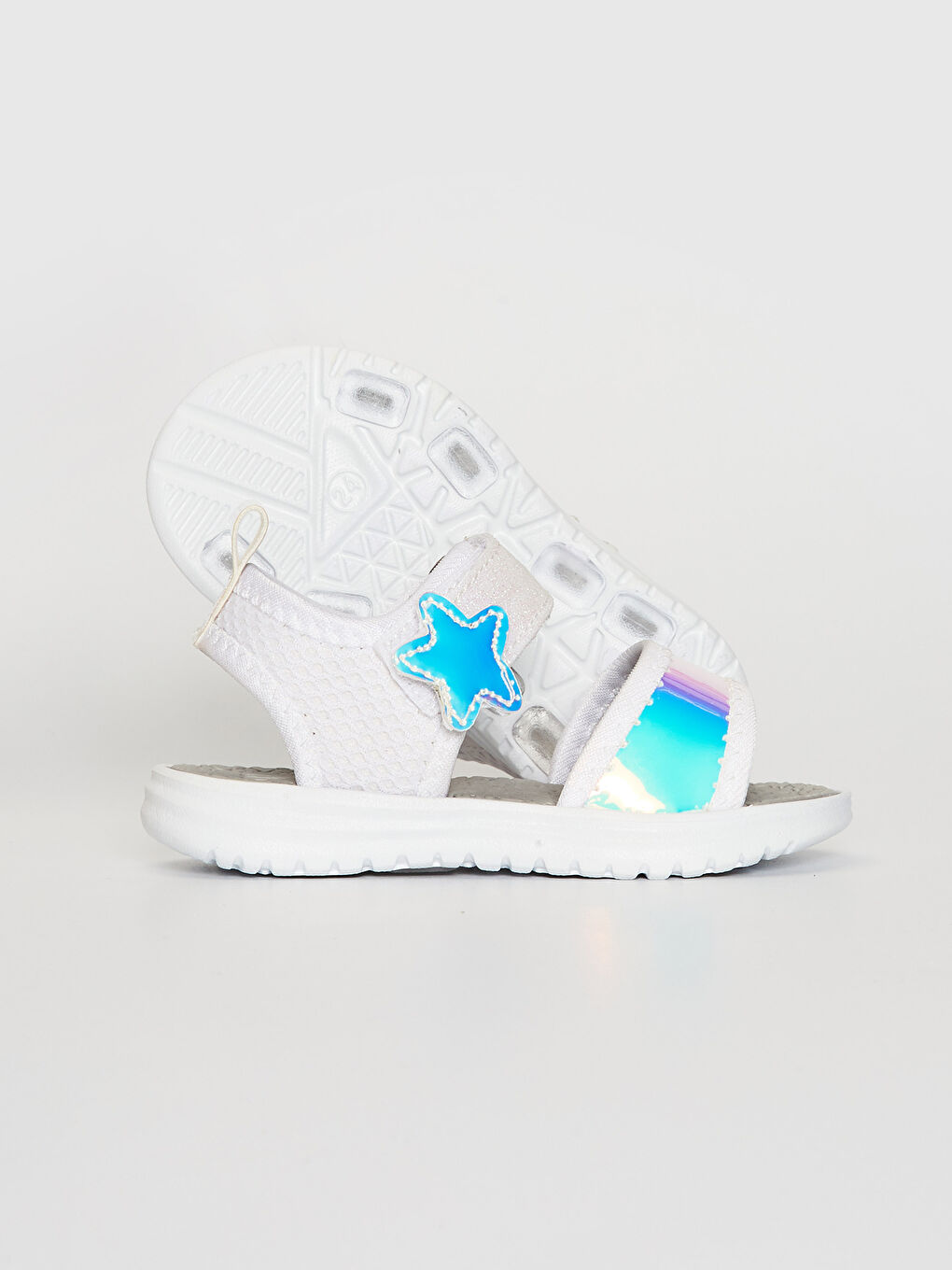 Girl Hologram Detail Hook and Loop Sandals-1
