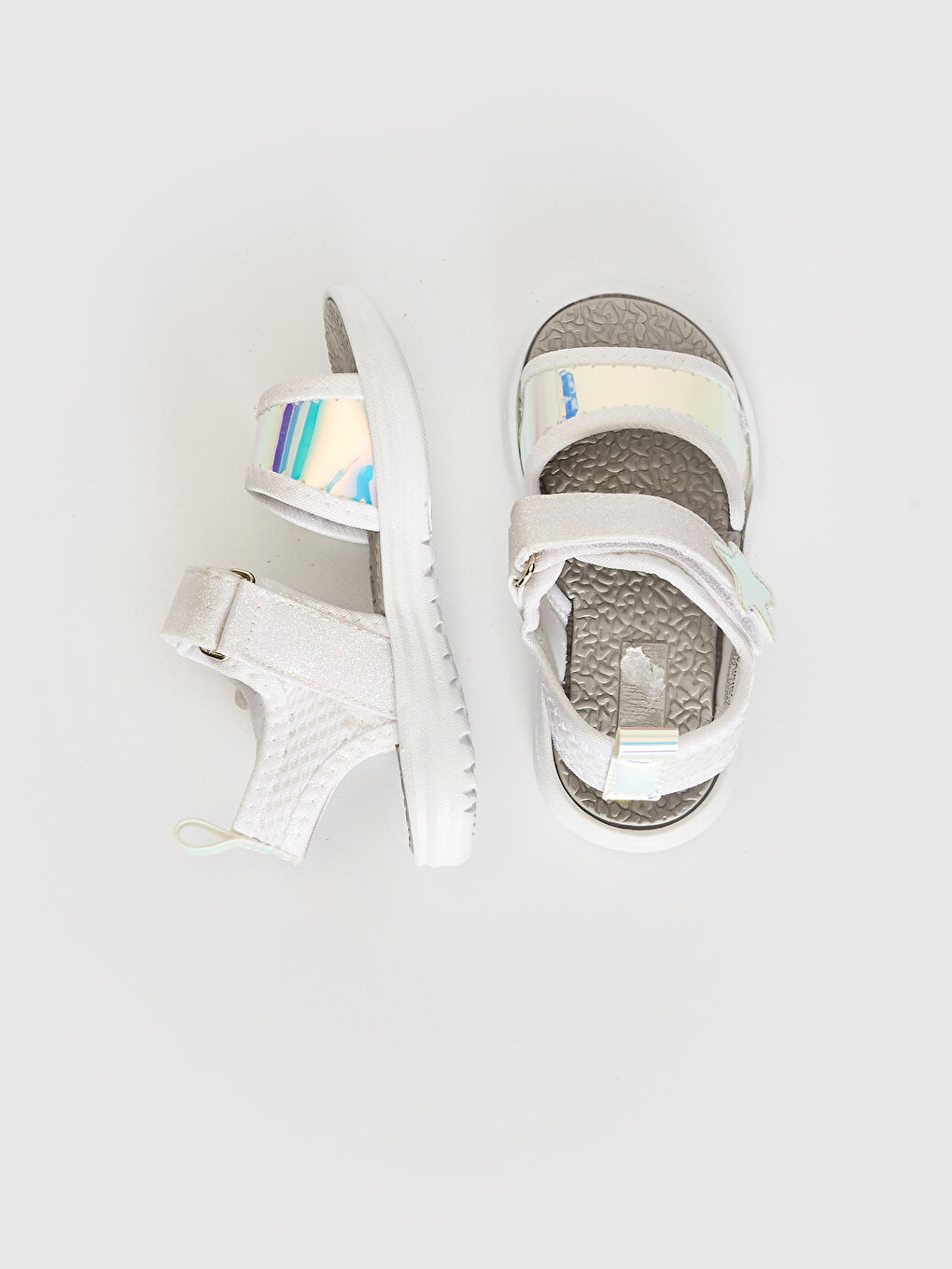 Girl Hologram Detail Hook and Loop Sandals-3