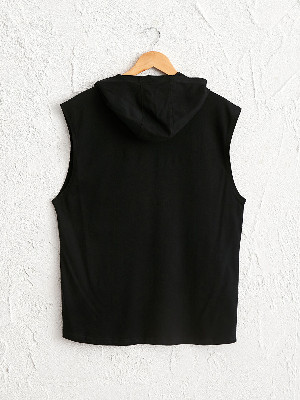 Siyah Standart Kalıp Baskılı Bisiklet Yaka Erkek Kolsuz Tişört-1