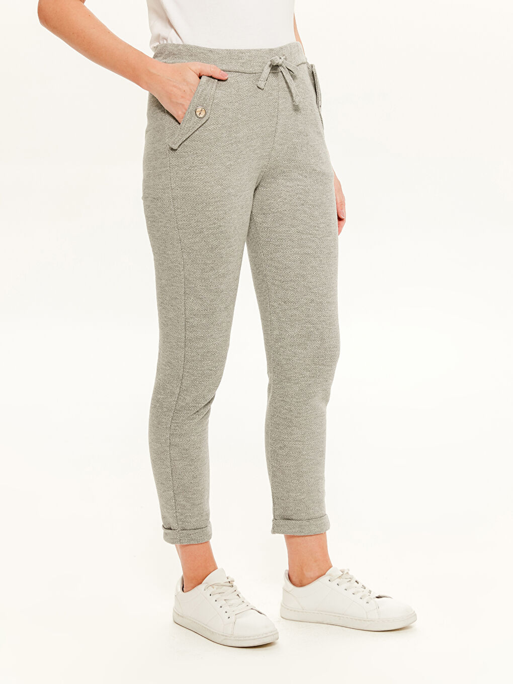 Gri Standart Fit Sweatshirt Kumaşı Kadın Eşofman Altı-2