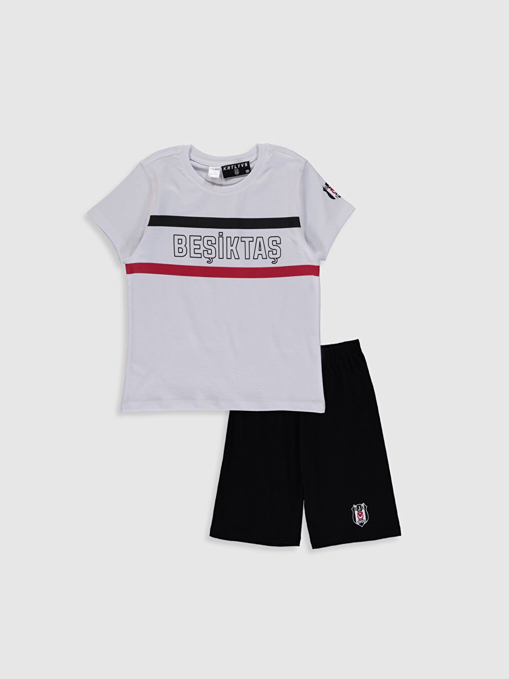 Siyah Erkek Çocuk Beşiktaş Baskılı Taraftar Pijama Takımı