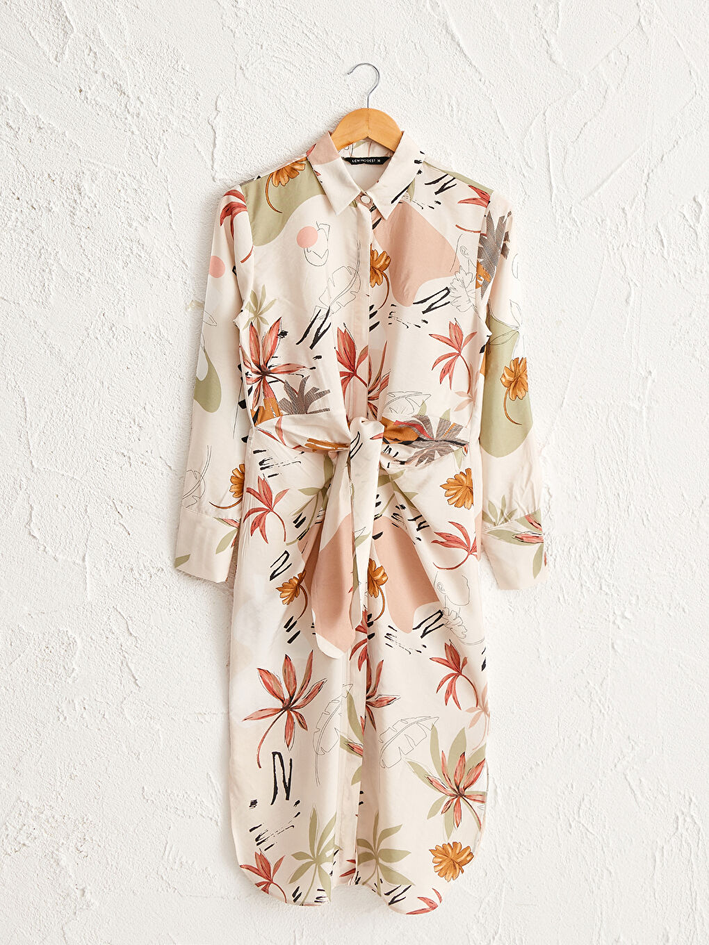 Tie Waist Detailed Patterned Women's Shirt Tunic