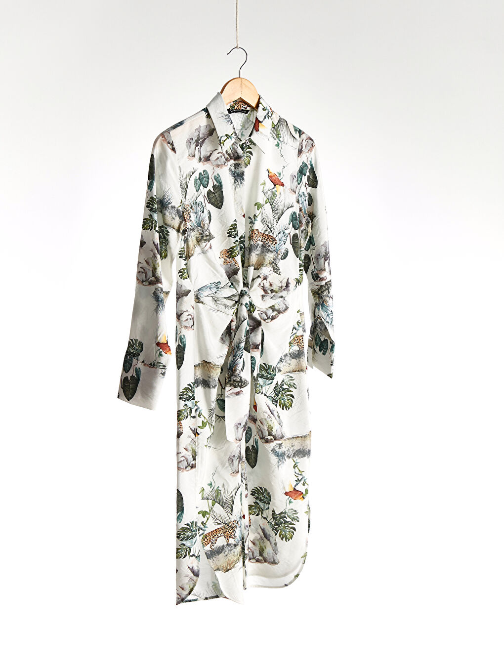 Tie Waist Detailed Patterned Women's Shirt Tunic