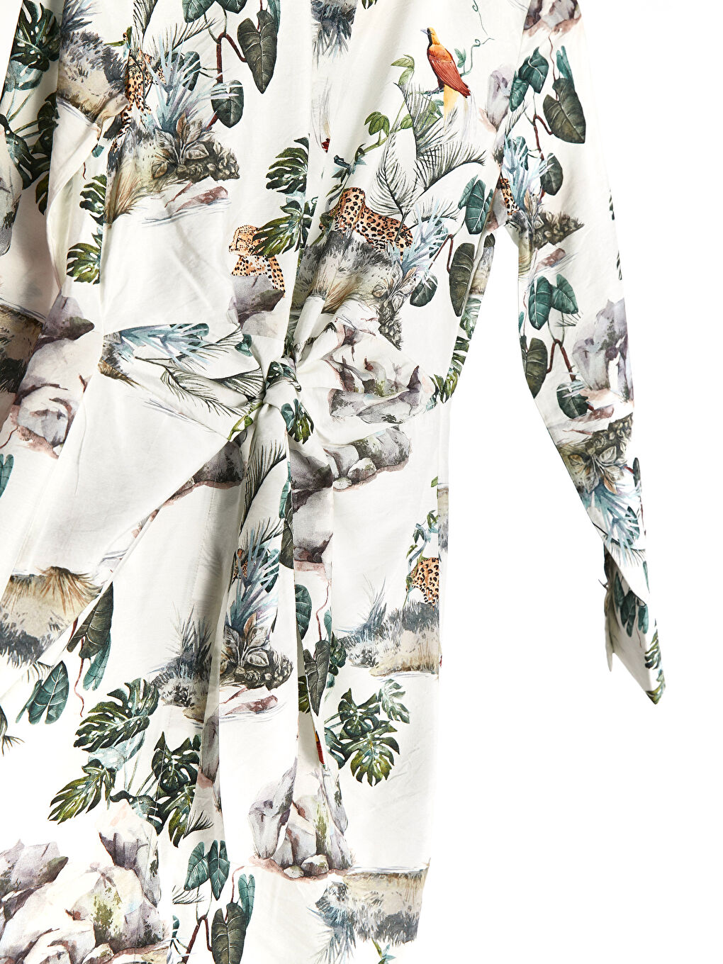 Tie Waist Detailed Patterned Women's Shirt Tunic-1