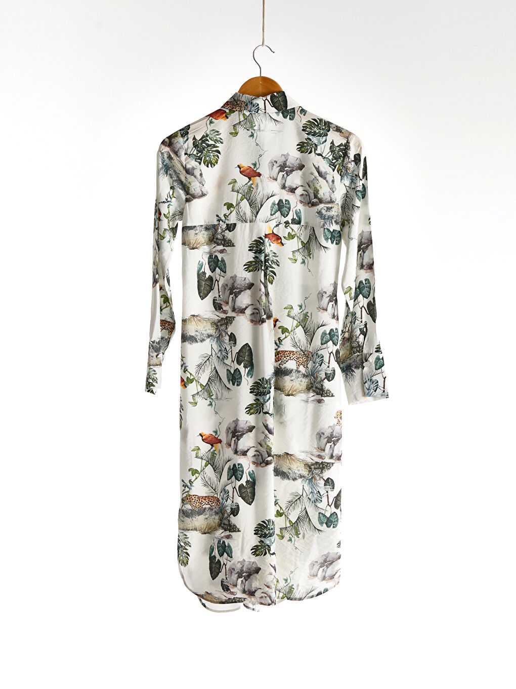 Tie Waist Detailed Patterned Women's Shirt Tunic-2