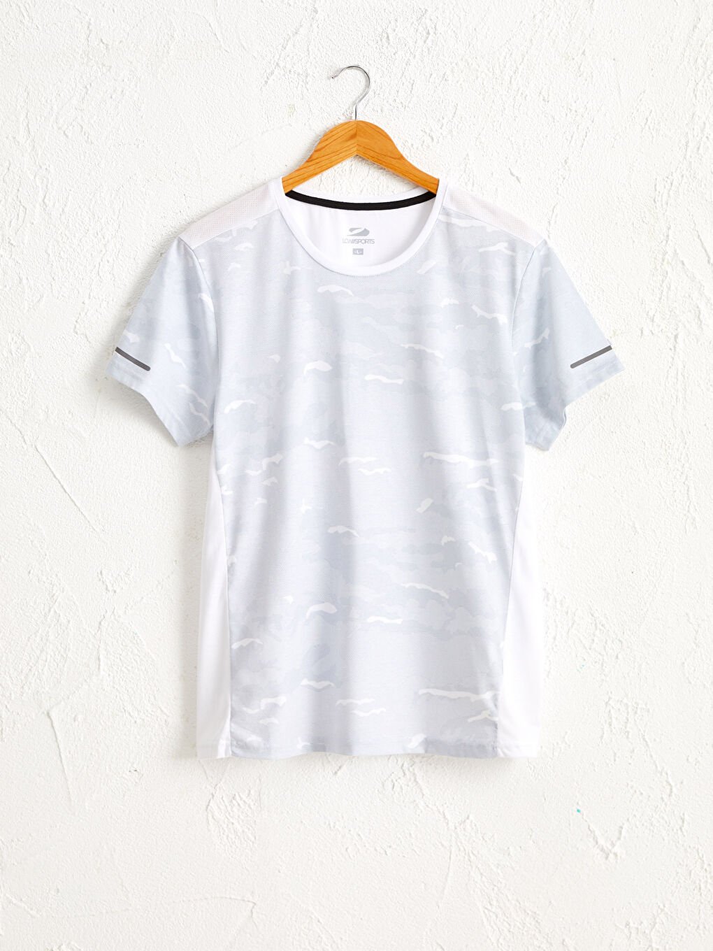 Beyaz Bisiklet Yaka Baskılı Aktif Spor Tişört