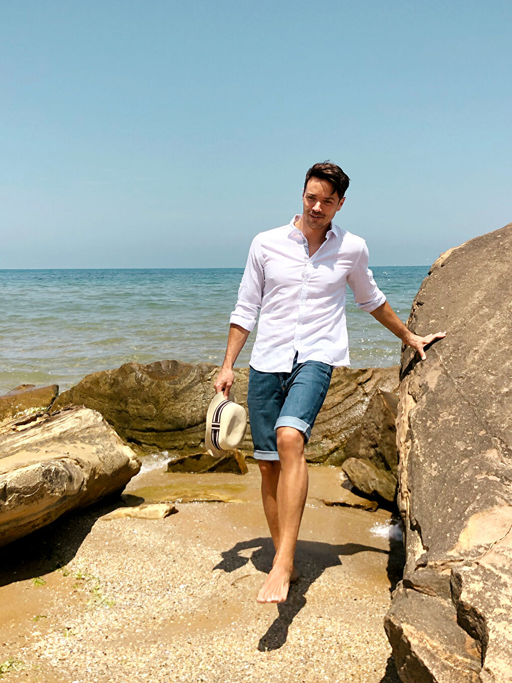 İndigo Regular Fit Jean Şort-2