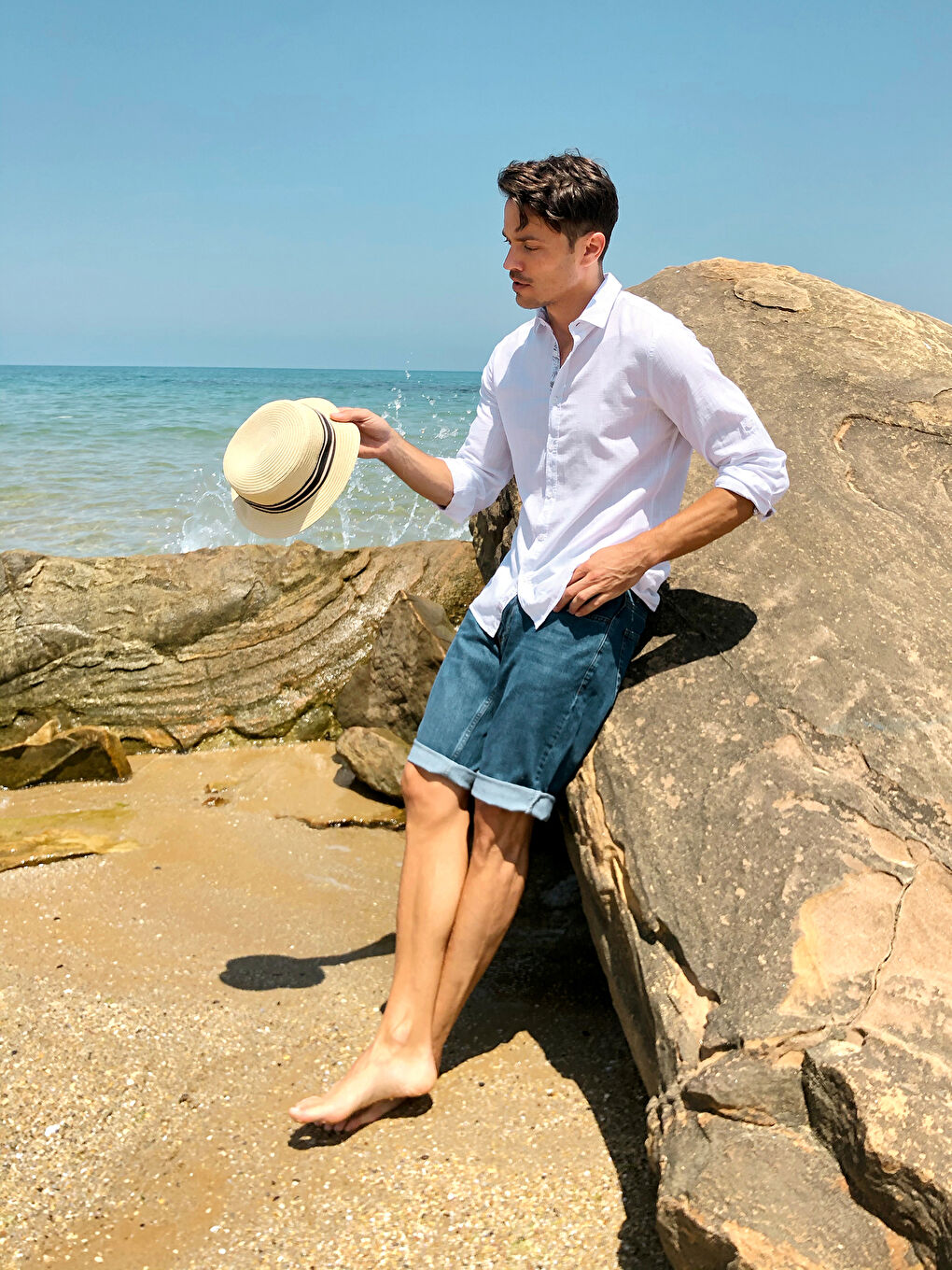 İndigo Regular Fit Jean Şort