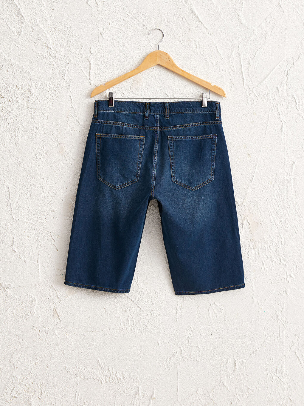 İndigo Regular Fit Jean Şort-7