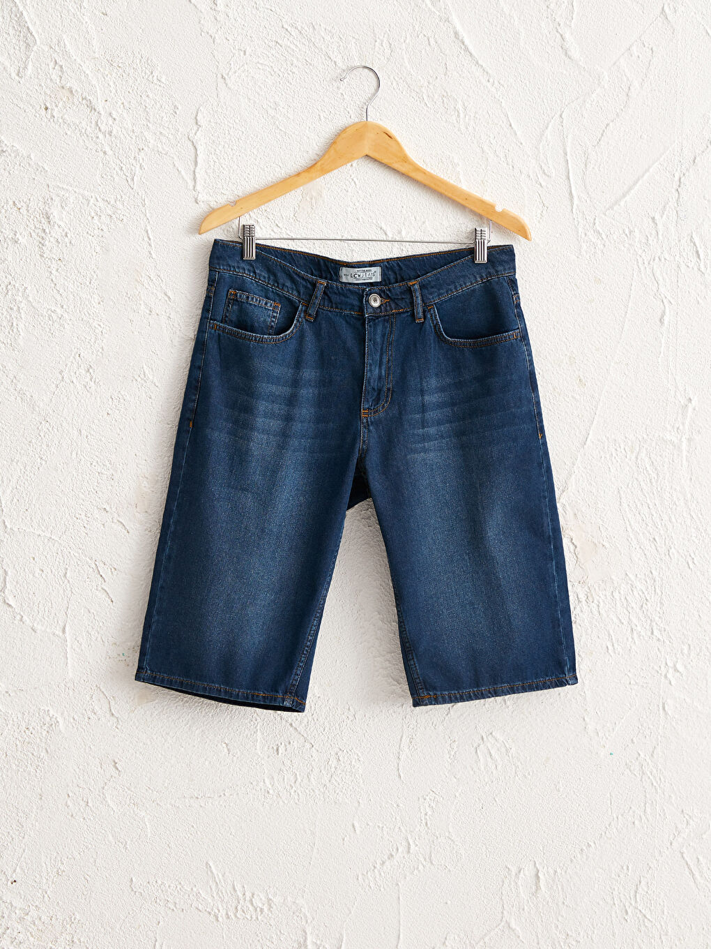 İndigo Regular Fit Jean Şort-4