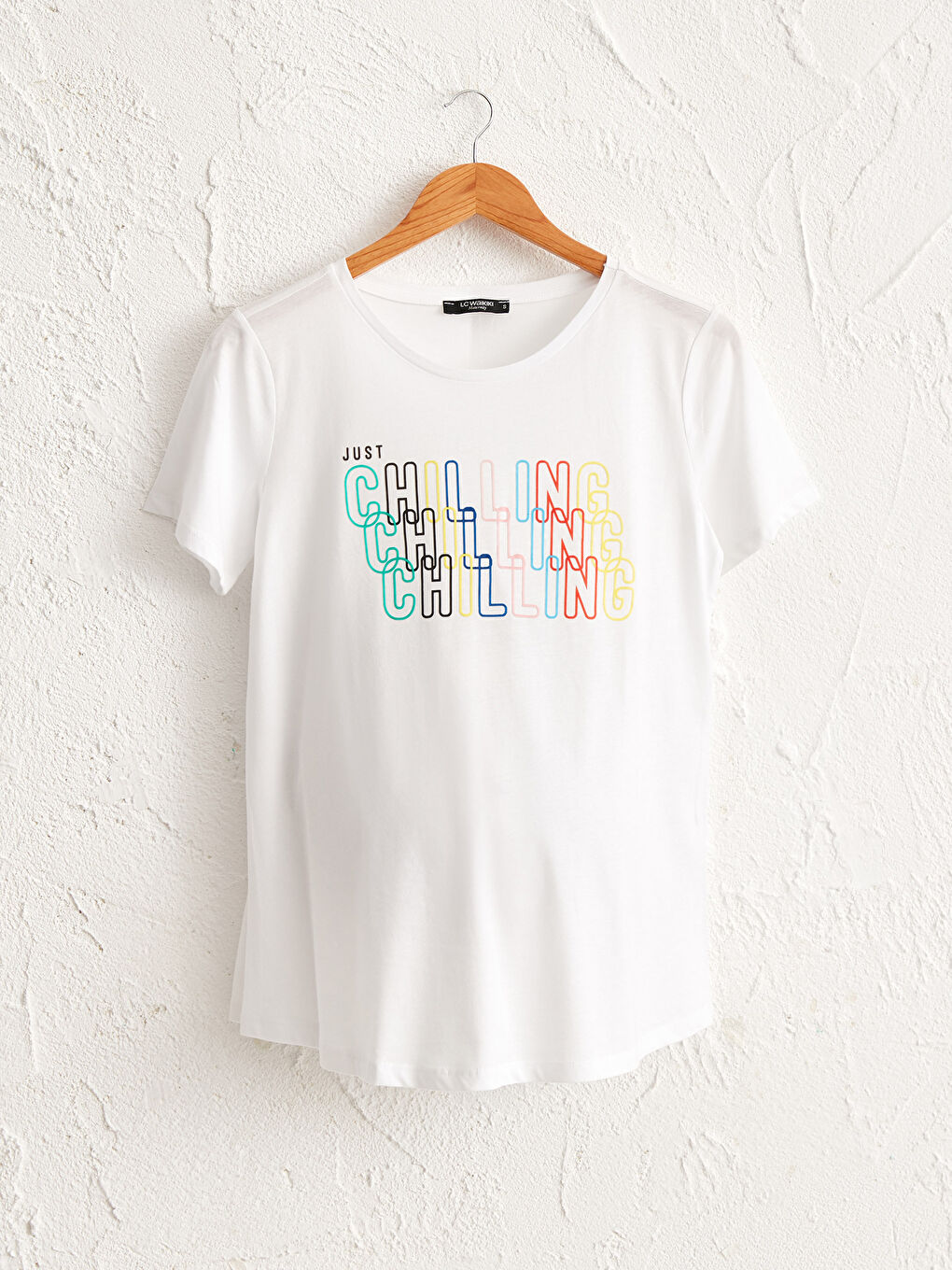 Beyaz Yazı Baskılı Pamuklu Hamile Tişört