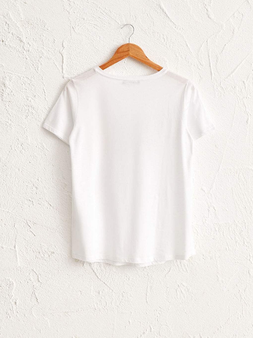 Beyaz Yazı Baskılı Pamuklu Hamile Tişört-1