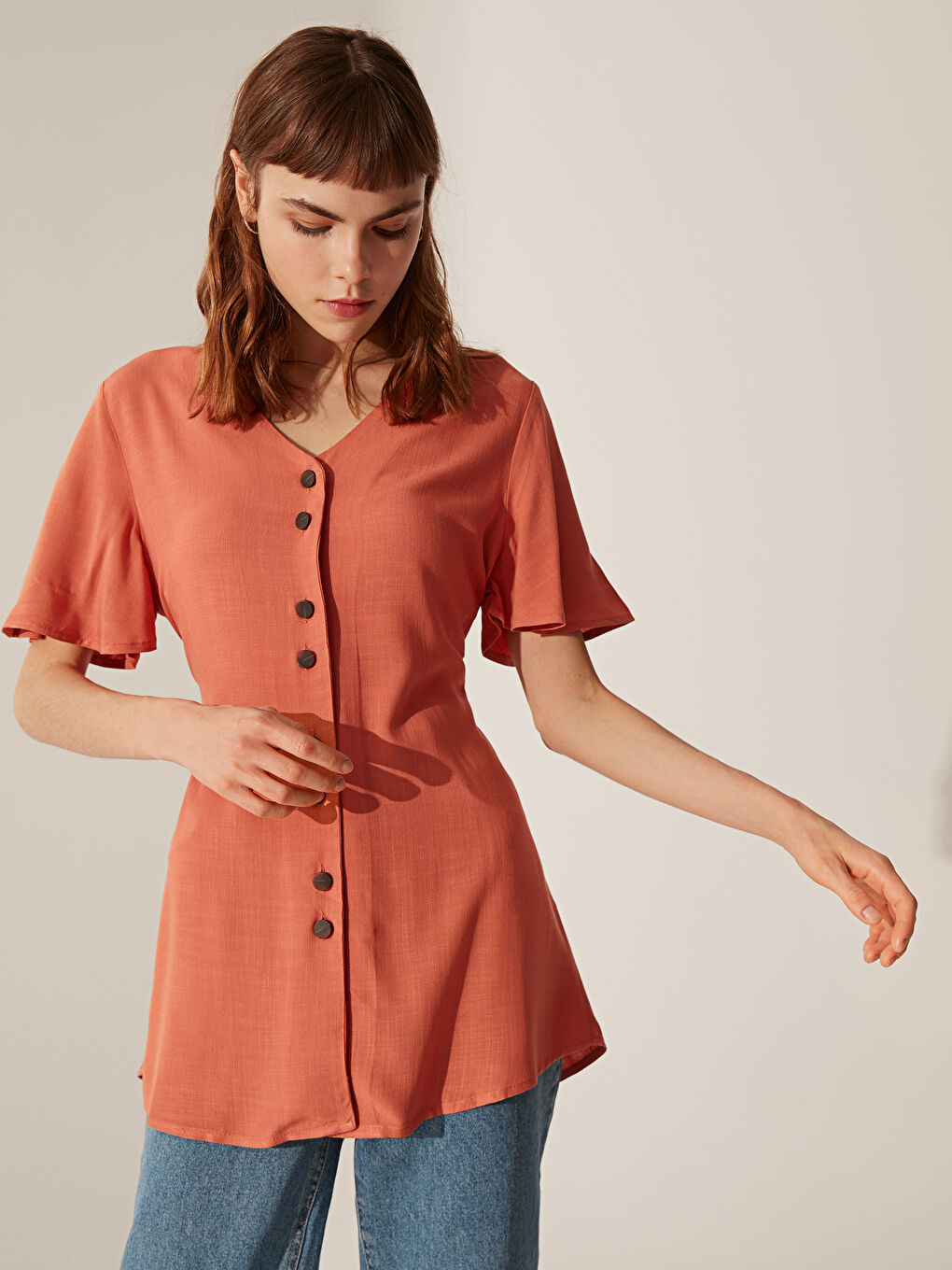 Short Sleeve Women's Blouse-1