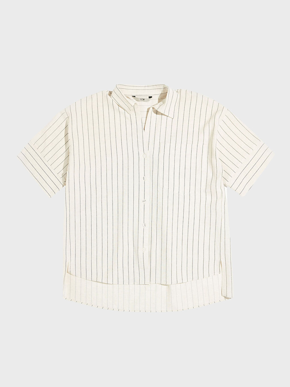 قميص بياقة القميص واسع كم قصير قميص للسيدات