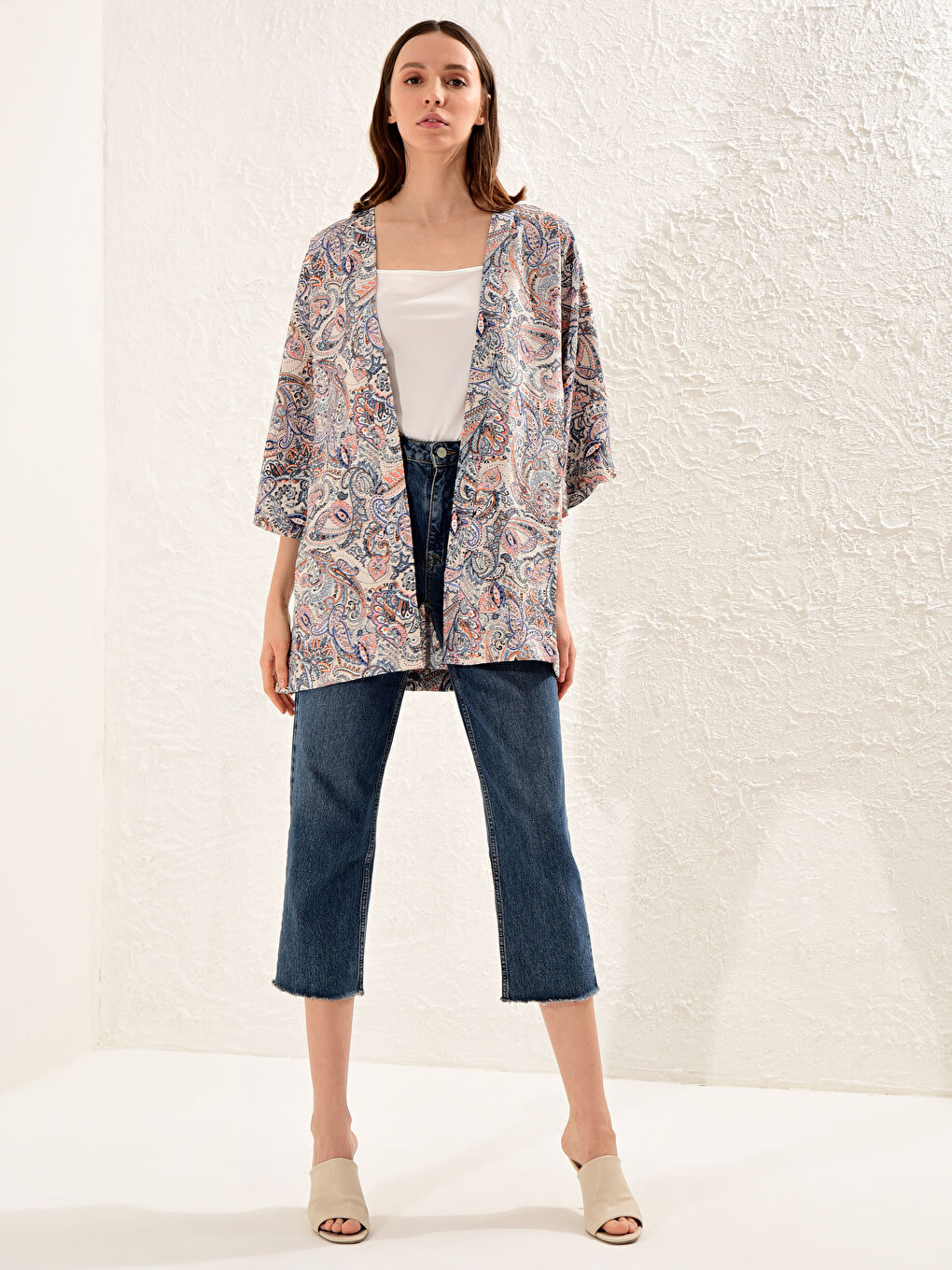Gemusterter Viskose-Kimono-1