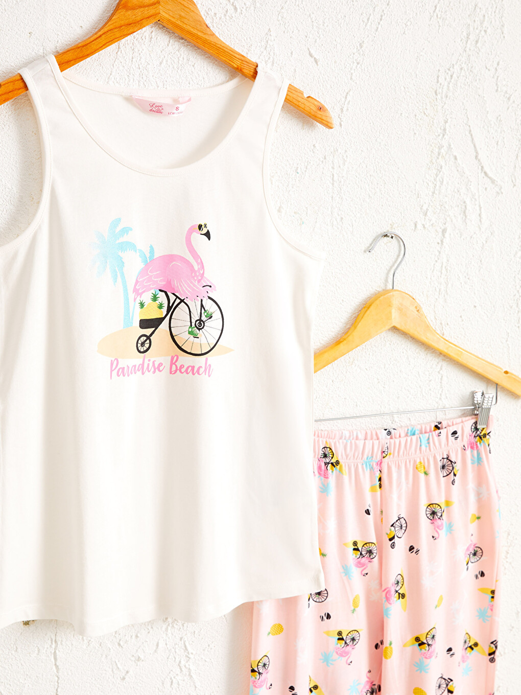 Ekru Baskılı Pamuklu Pijama Takımı-2