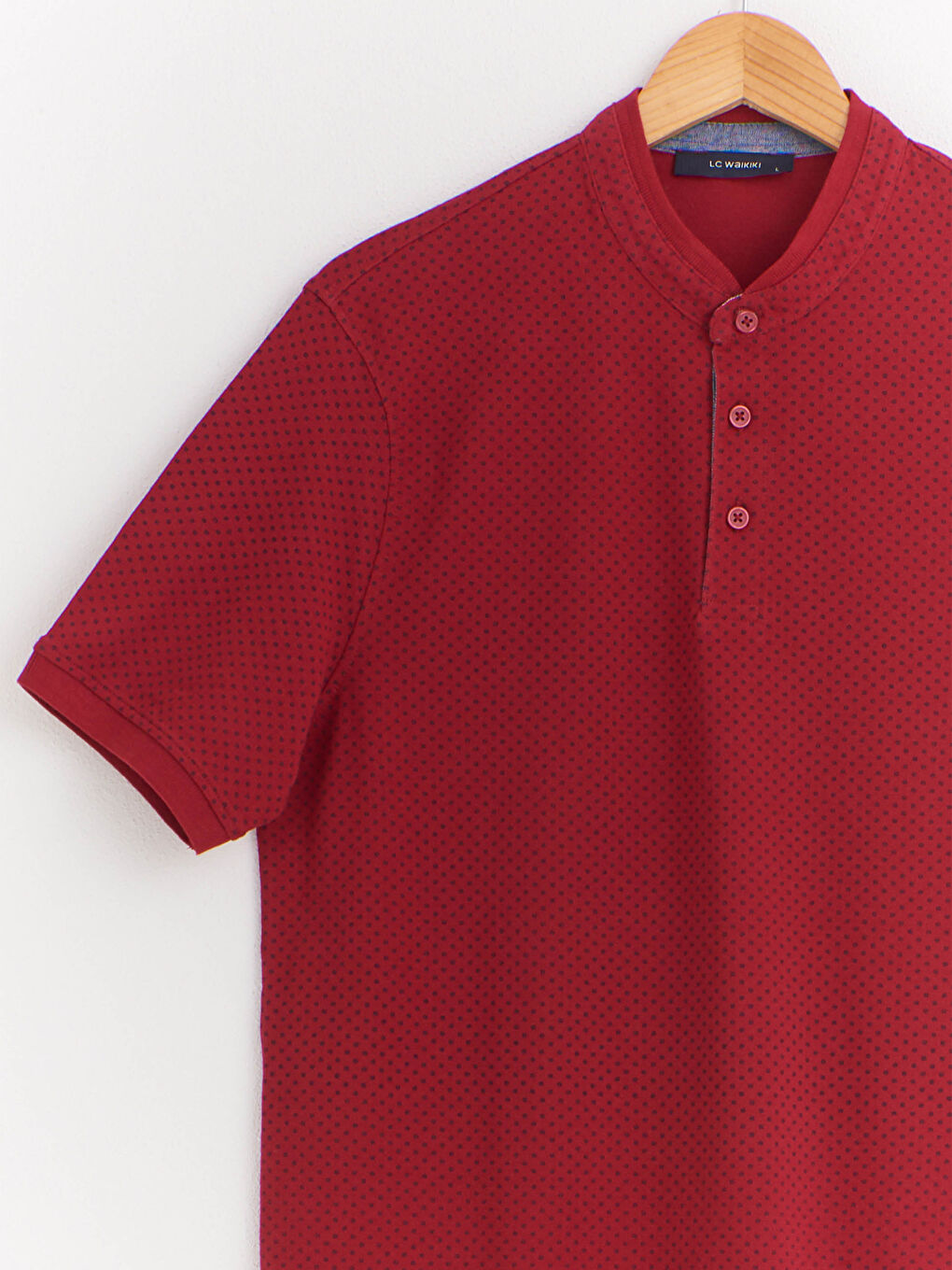 Grandad Neck and Short Sleeve Figured Pique T-Shirt-2