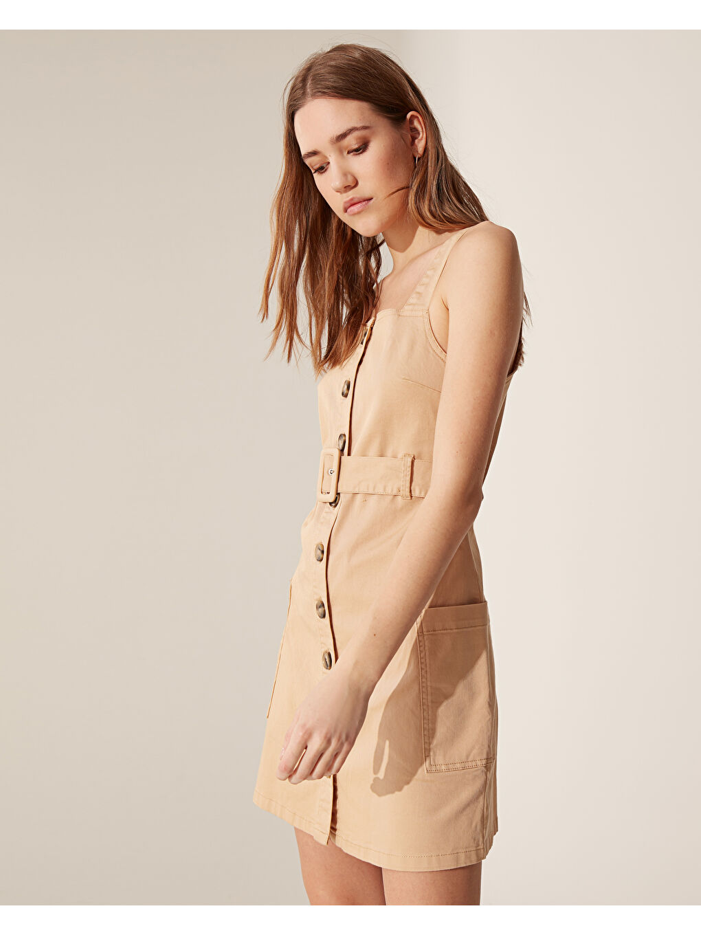 Woman BEIGE Denim Dress-2